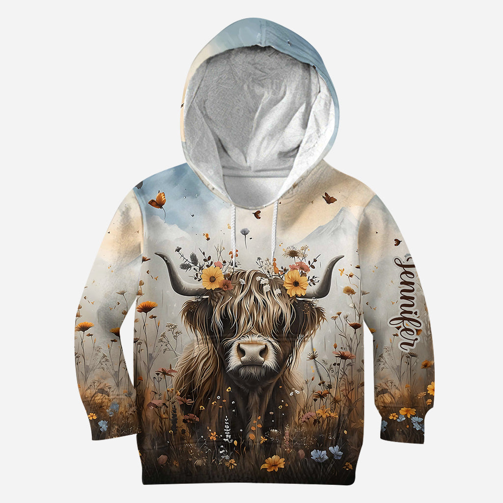 Niedliche Kuh – Personalisierter Hoodie und Leggings mit Hochlandkuh-Motiv