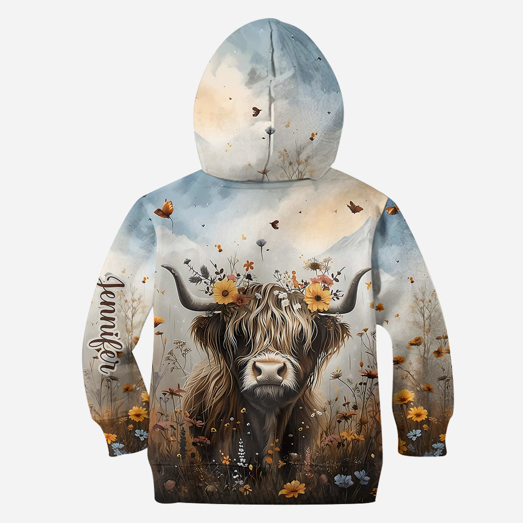 Niedliche Kuh – Personalisierter Hoodie und Leggings mit Hochlandkuh-Motiv