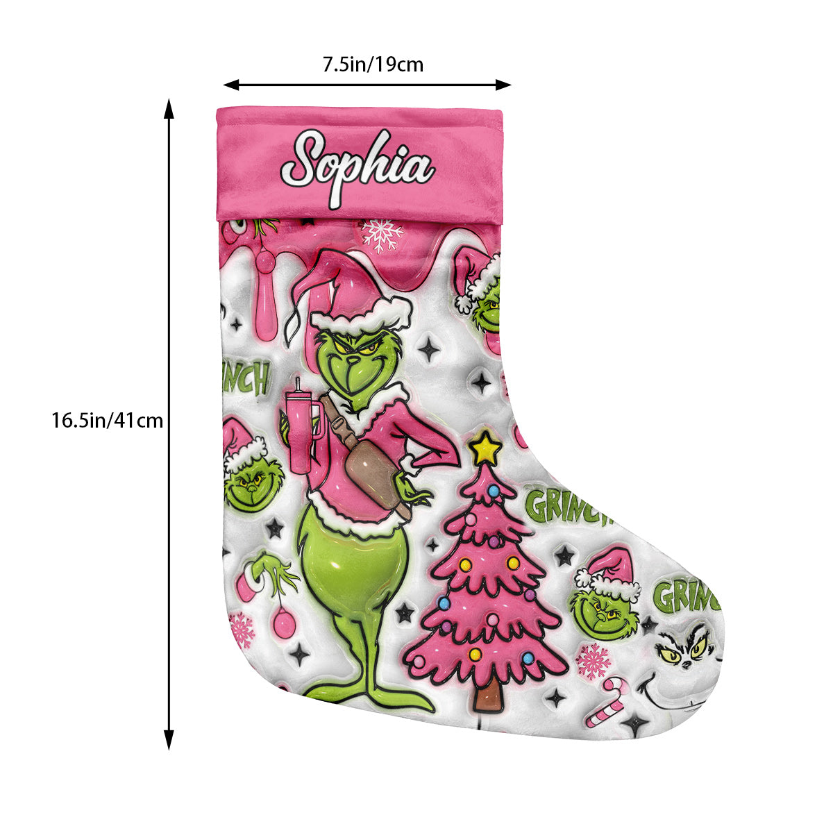 Joyeux Grinchmas - Étole de Noël personnalisée et bas de Noël