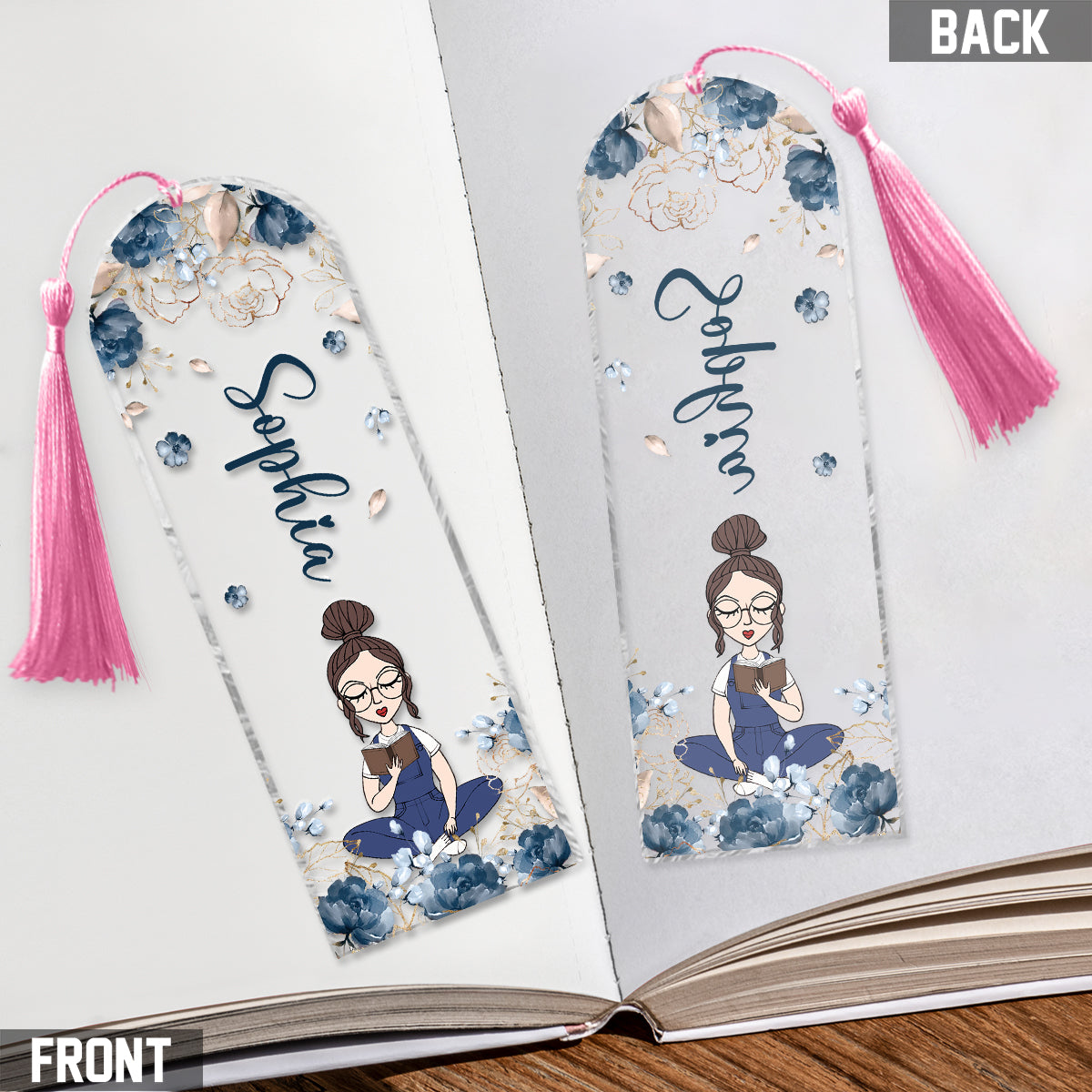 Une fille qui aime lire - Marque-page de livre personnalisé