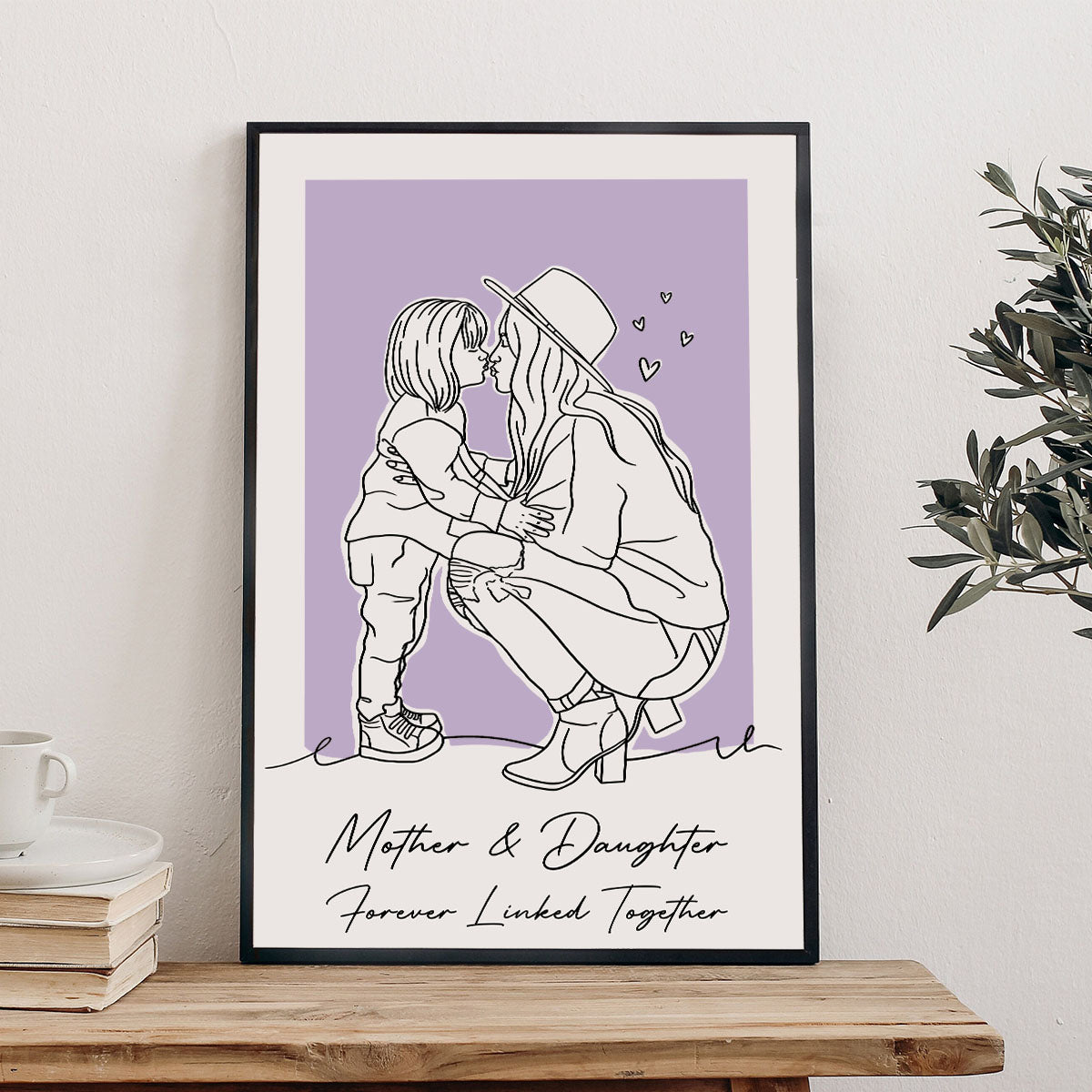 Individuelles Lineart-Porträt – Personalisierte Leinwand und Poster für die Mutter