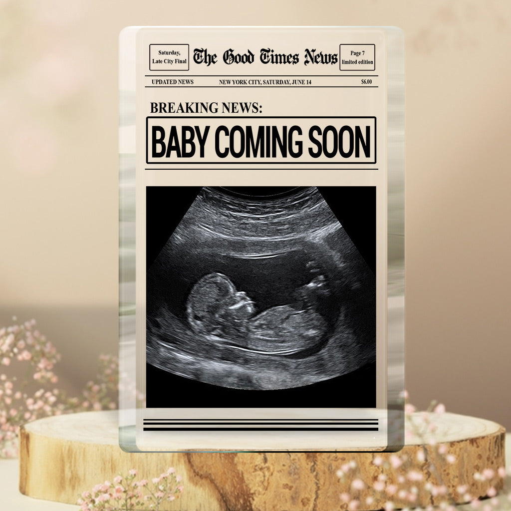 Baby kommt bald – Personalisierte Acrylplakette in individueller Form für die Mutter