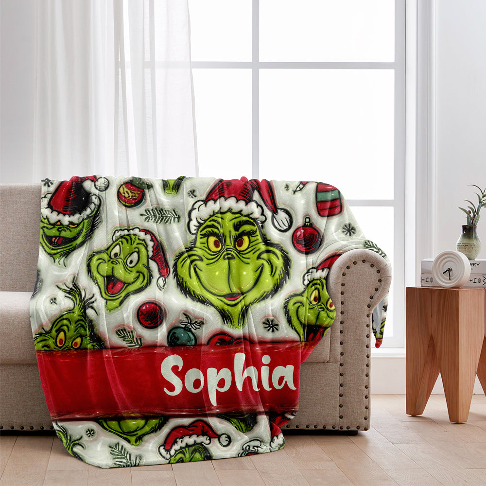Green Character - Personalized Stole Christmas Blanket
