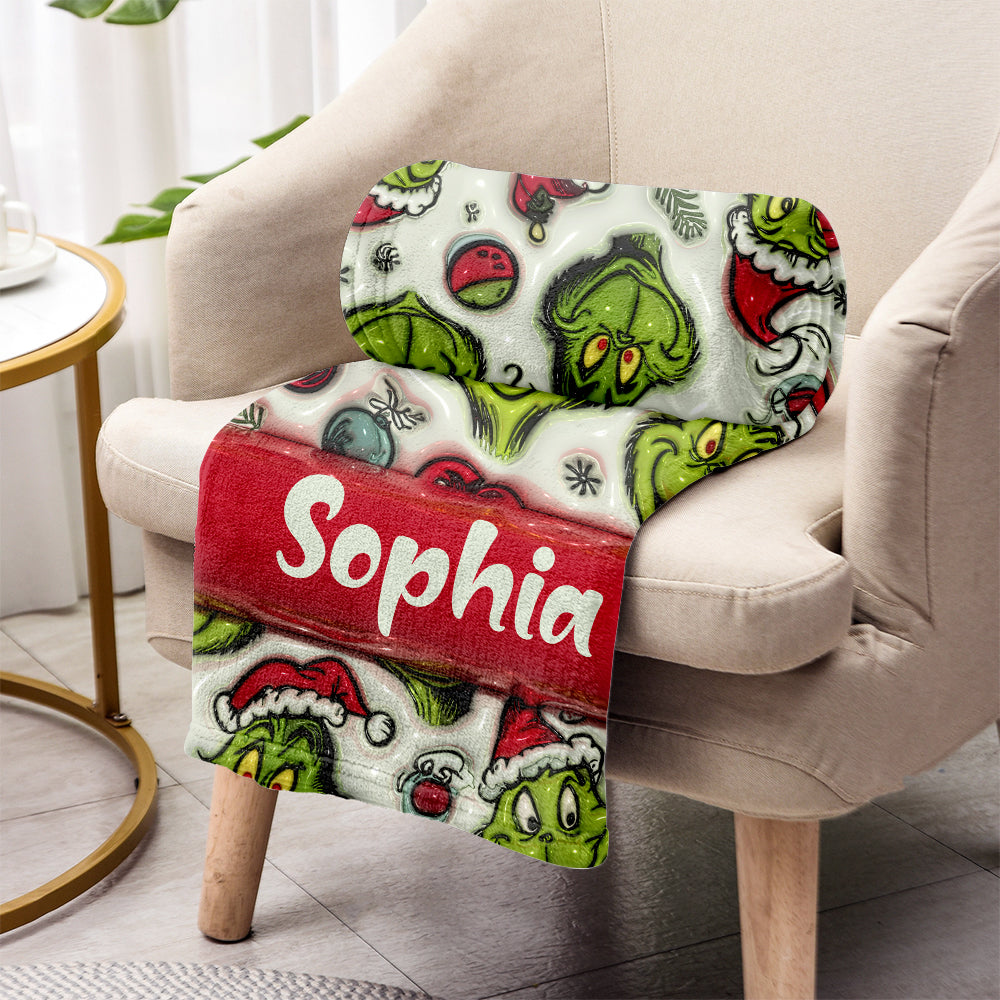 Green Character - Personalized Stole Christmas Blanket