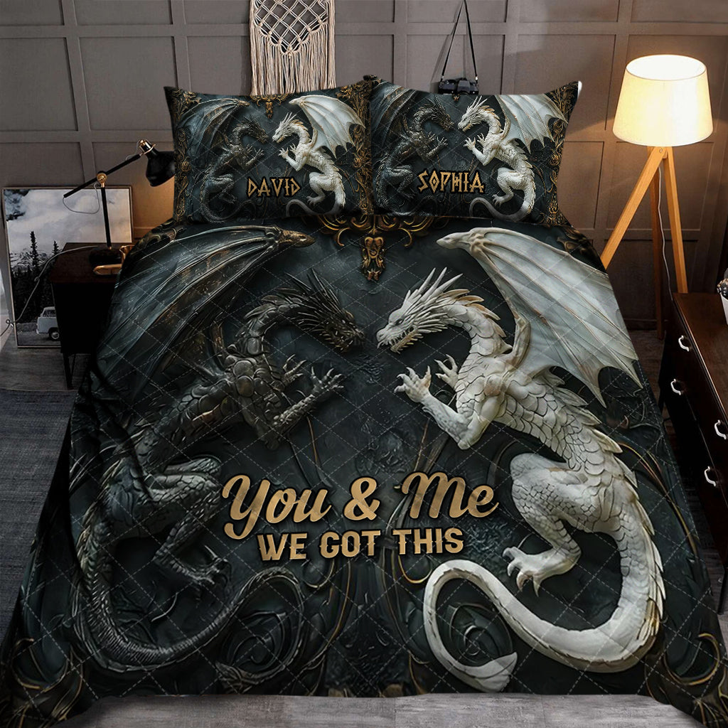 You & Me We Got This - Personalized Dragon Quilt Set