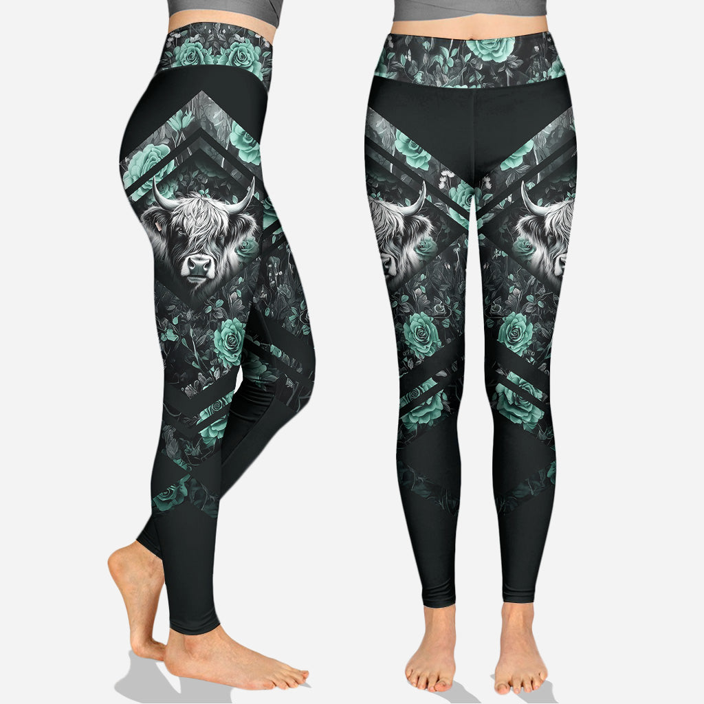 Lila Kuh – Personalisierter Hoodie und Leggings mit Hochlandrind-Motiv