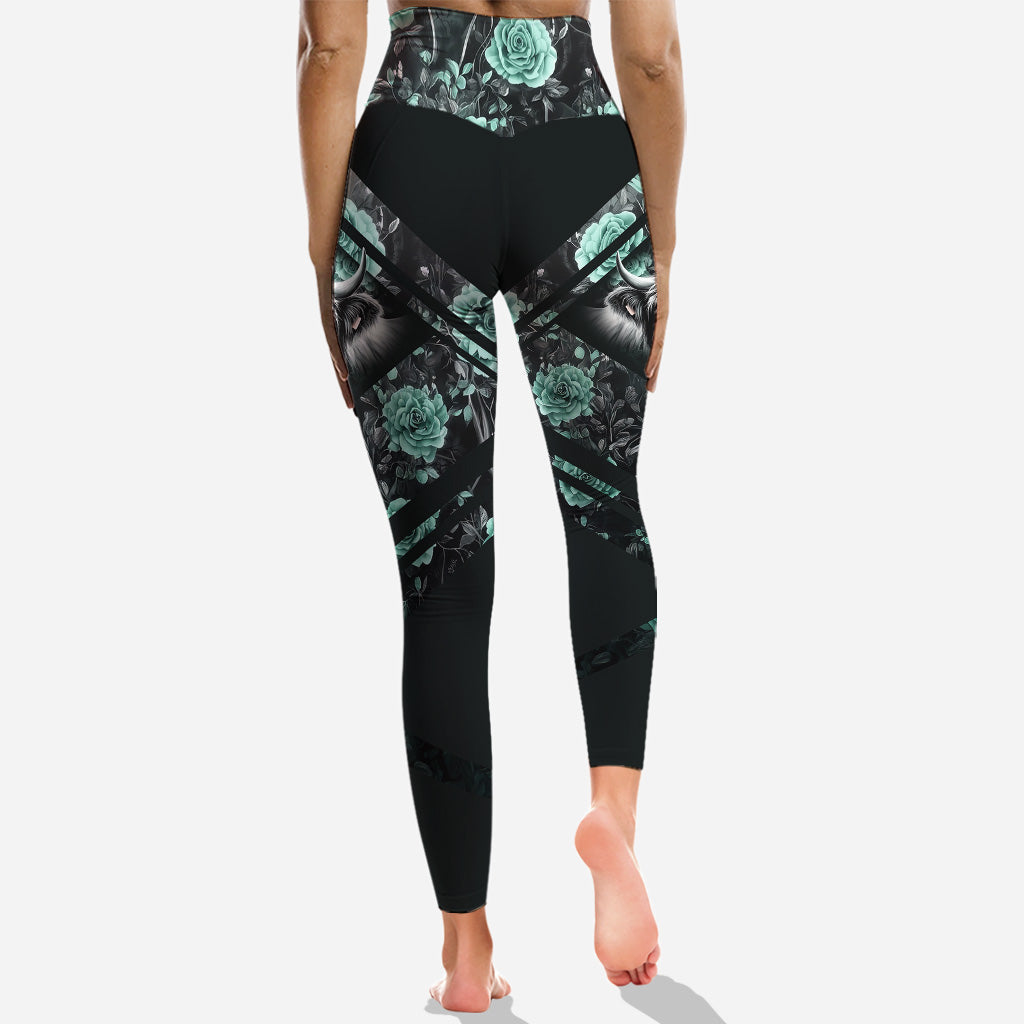 Lila Kuh – Personalisierter Hoodie und Leggings mit Hochlandrind-Motiv
