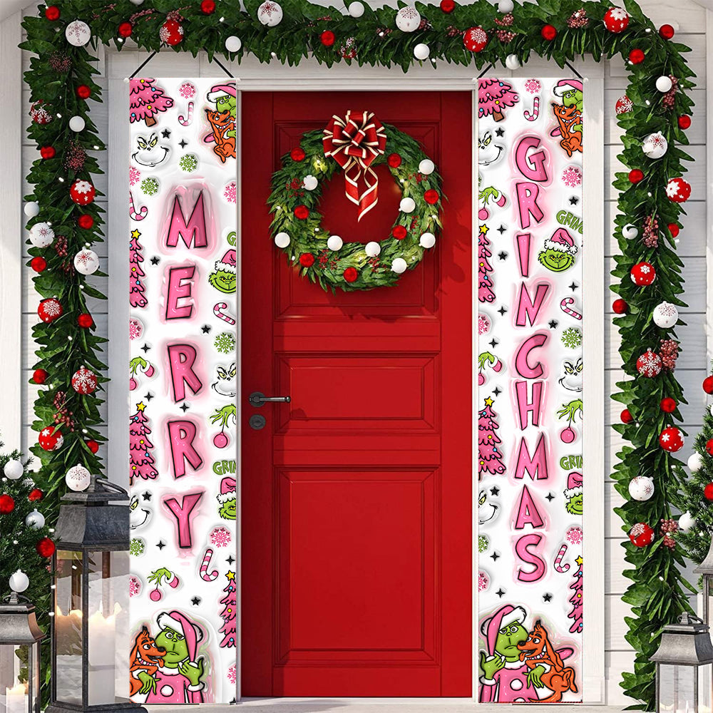 Fröhliche Grinchmas - Personalisiertes Stola-Weihnachtsschild für die Veranda