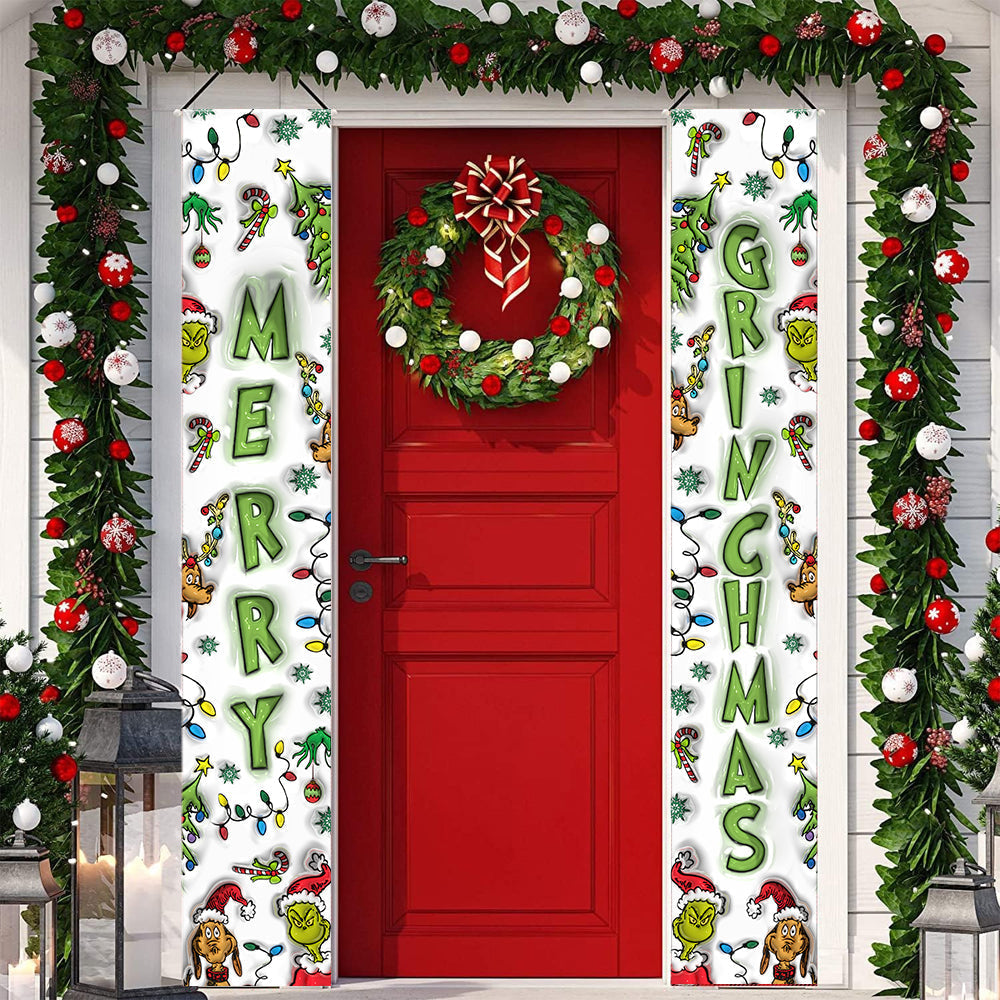 Fröhliche Grinchmas - Personalisiertes Stola-Weihnachtsschild für die Veranda