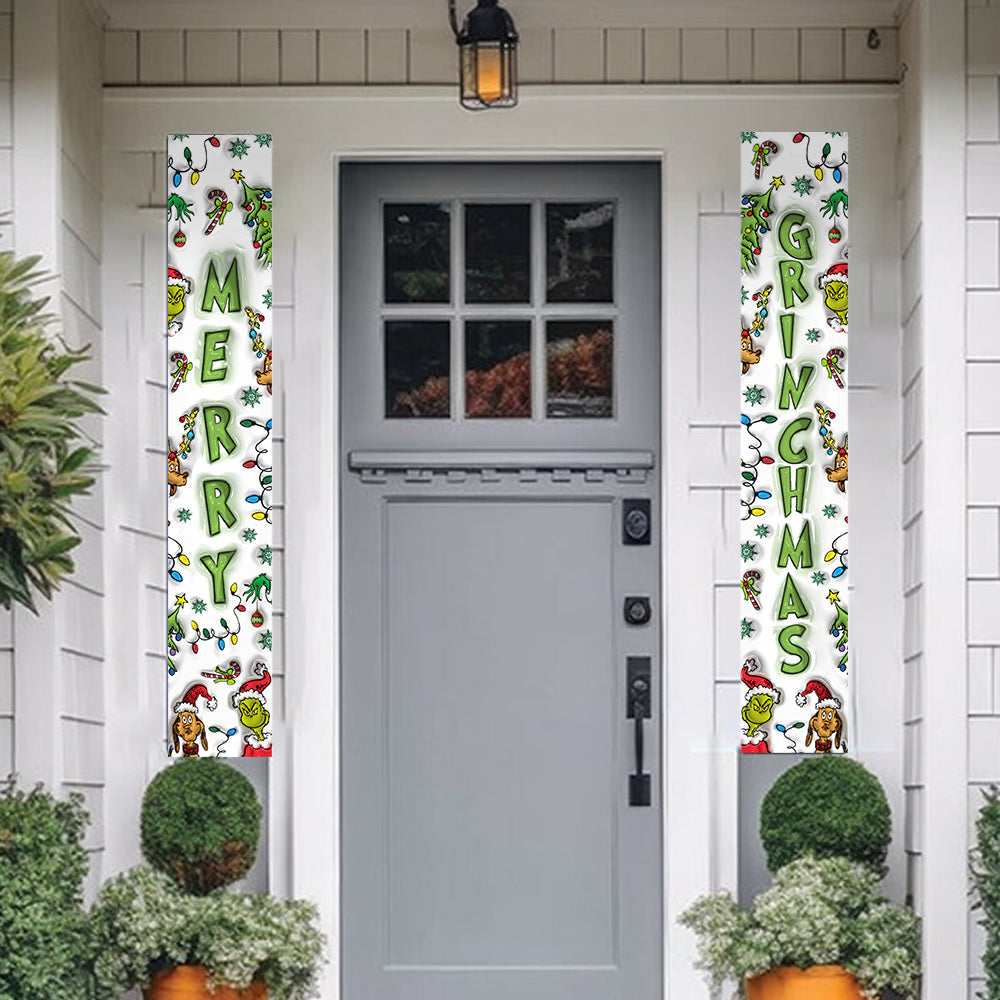 Fröhliche Grinchmas - Personalisiertes Stola-Weihnachtsschild für die Veranda