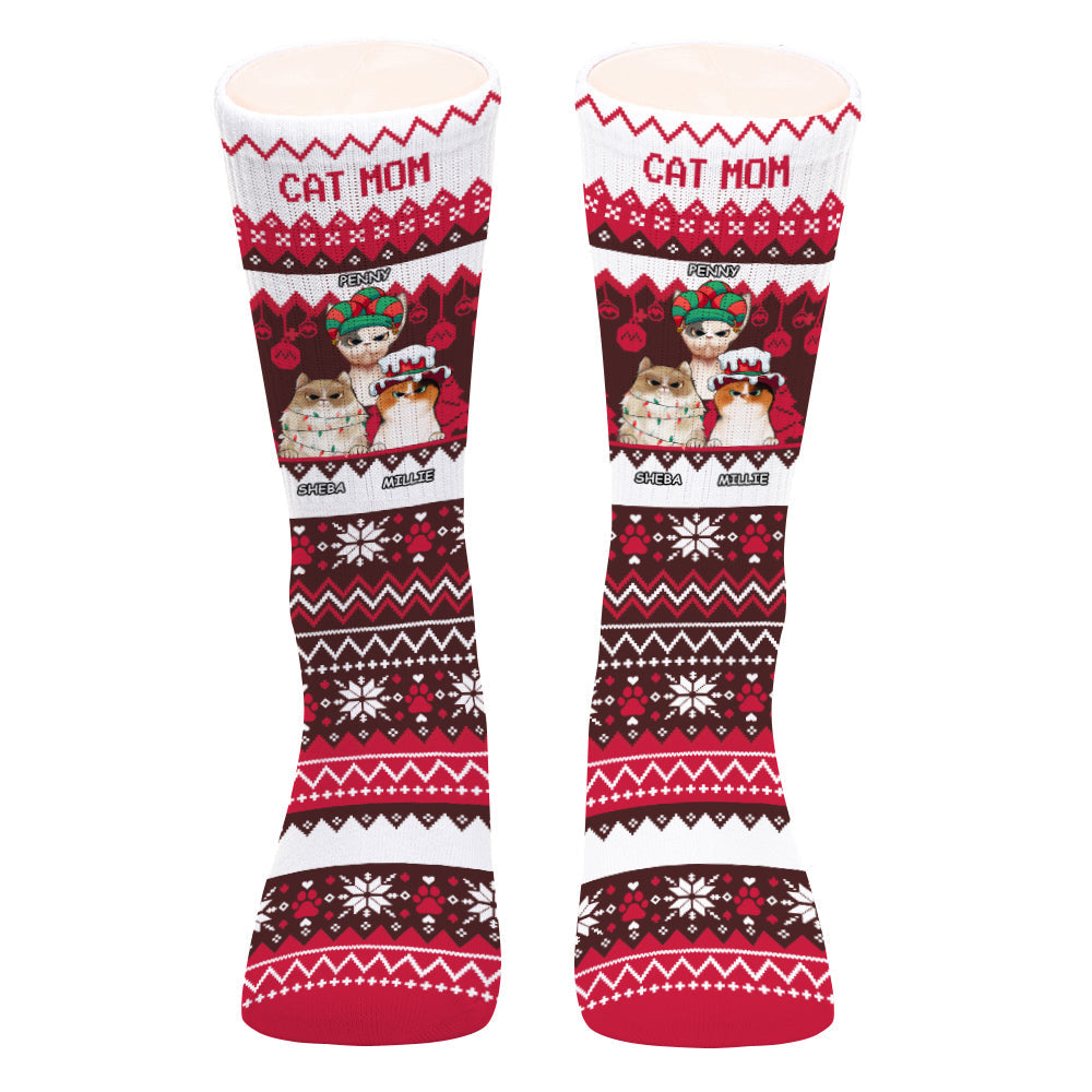 Katzenmama/ Hundemama/ Fellmama/ Katzenpapa/ Hundepapa – Hässliches Muster – Personalisierte Hundesocken