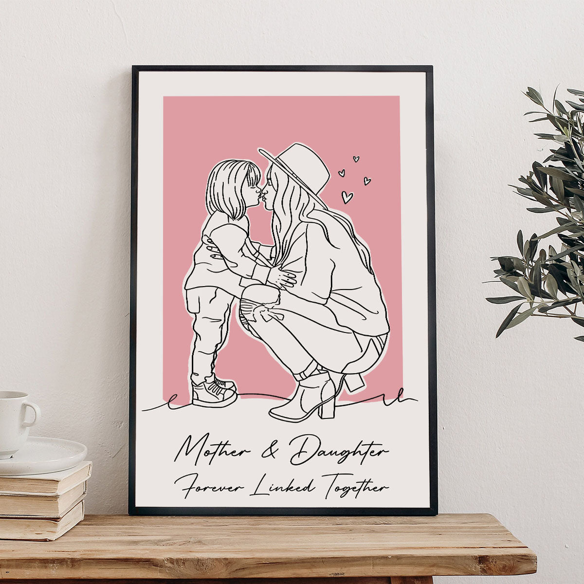 Individuelles Lineart-Porträt – Personalisierte Leinwand und Poster für die Mutter