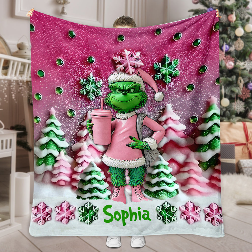 Fröhliche Grinchmas - Personalisierte Stola-Weihnachtsdecke