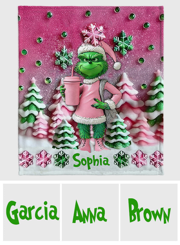 Fröhliche Grinchmas - Personalisierte Stola-Weihnachtsdecke