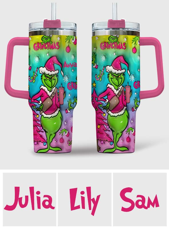 Holo Christmas - Personalized Stole Christmas Tumbler With Handle