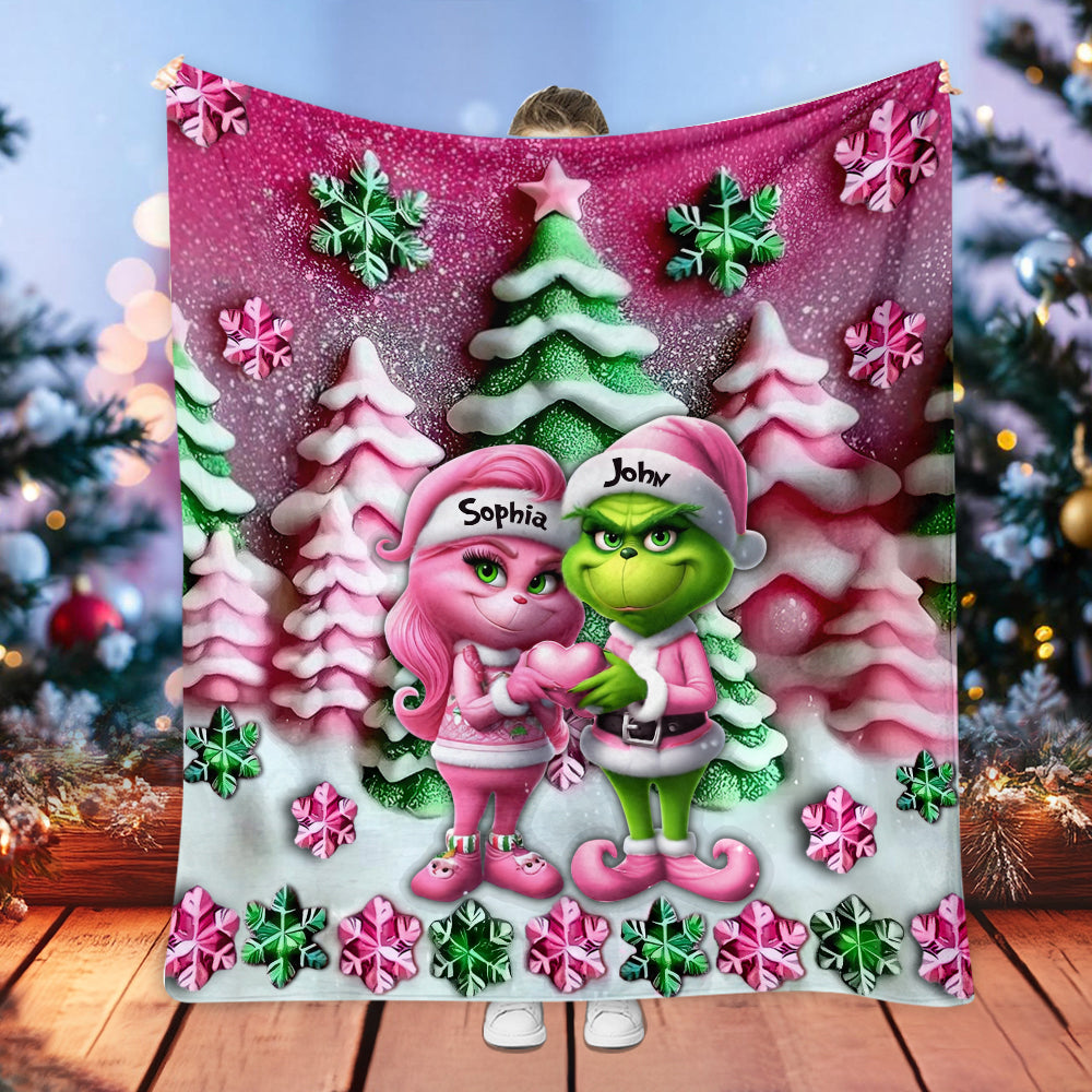 Grinchy Couple - Personalisierte Stola Weihnachtsdecke