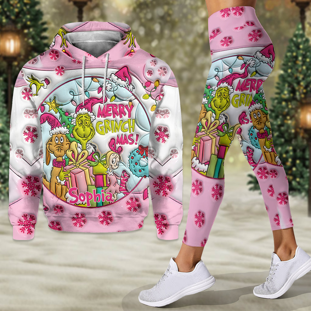 Pinke Weihnachten – Personalisierter Stola-Weihnachtshoodie und Leggings