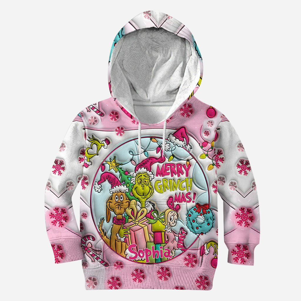 Pinke Weihnachten – Personalisierter Stola-Weihnachtshoodie und Leggings