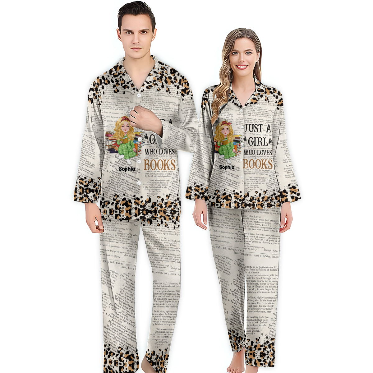 Noch ein Kapitel – Personalisierter Buch-Pyjama mit Knopfleiste