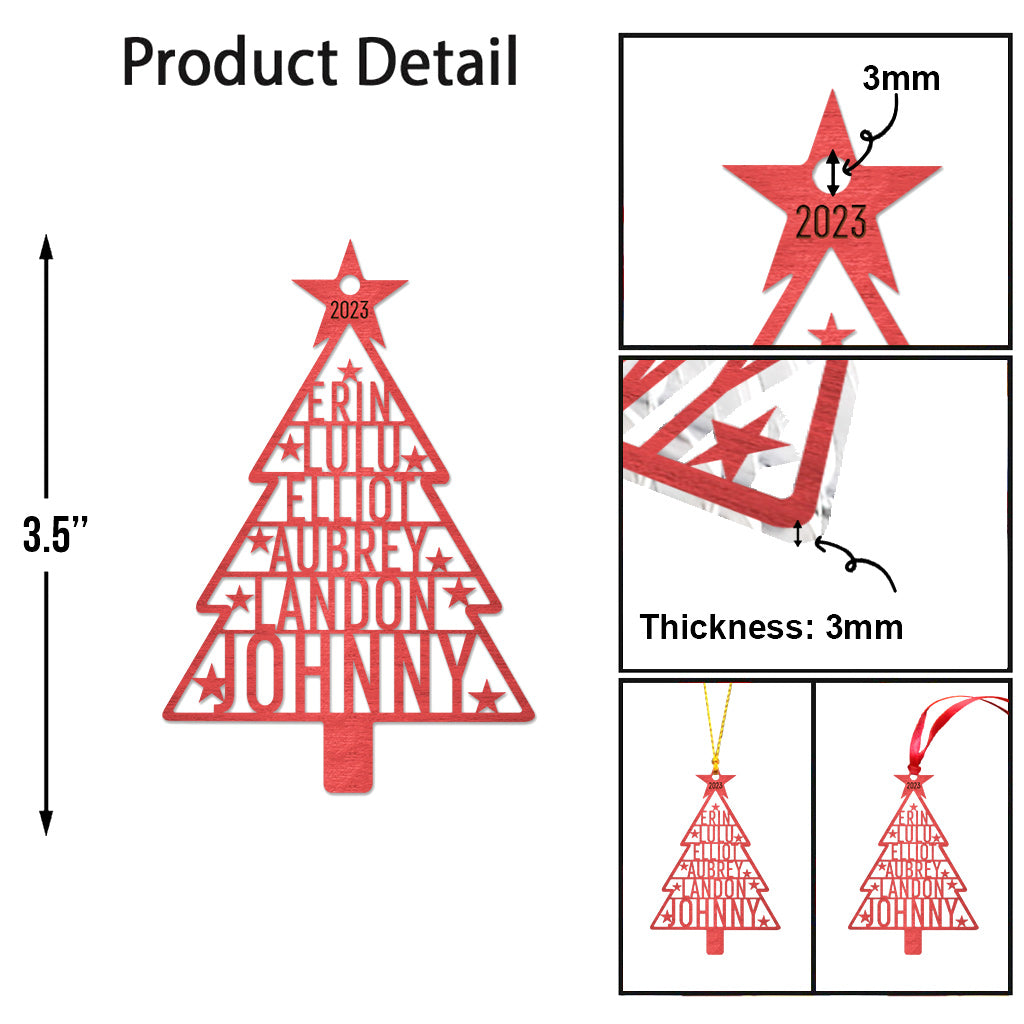 Sapin de Noël avec nom de famille - Ornement de famille personnalisé