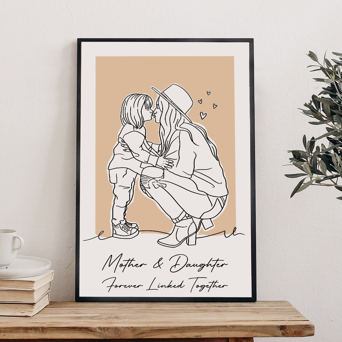 Individuelles Lineart-Porträt – Personalisierte Leinwand und Poster für die Mutter