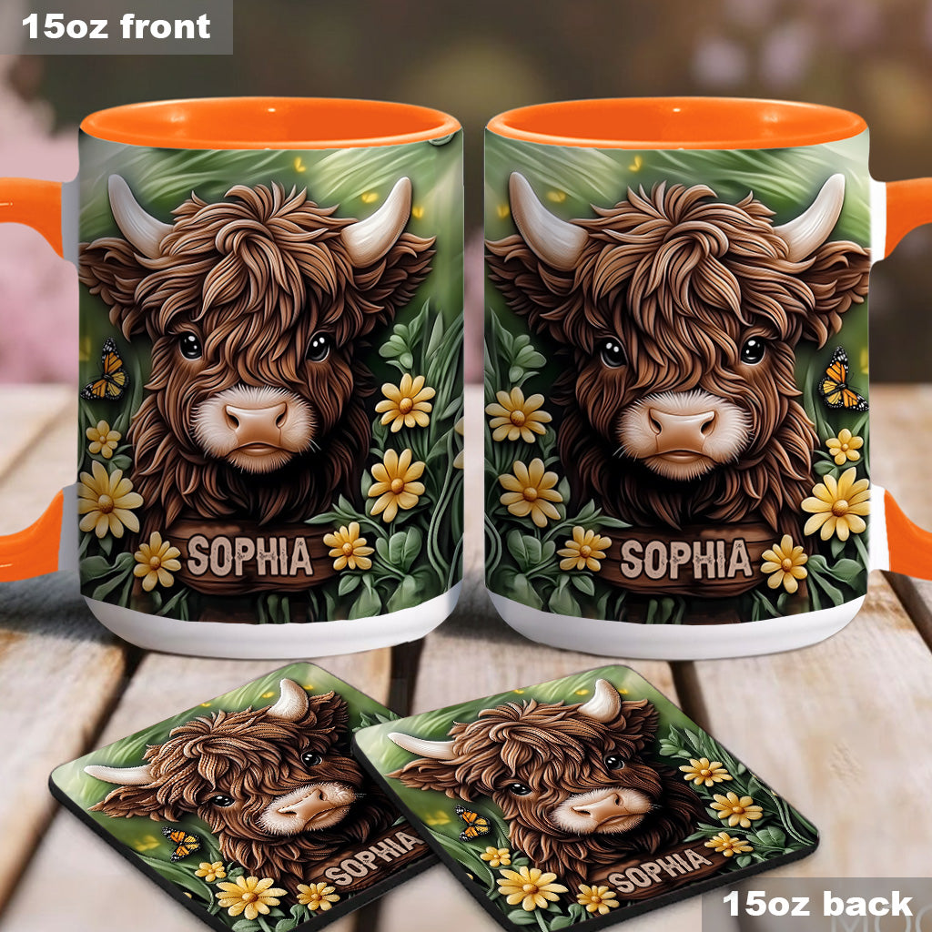 Baby Highland Cow - Personalisierter Akzentbecher