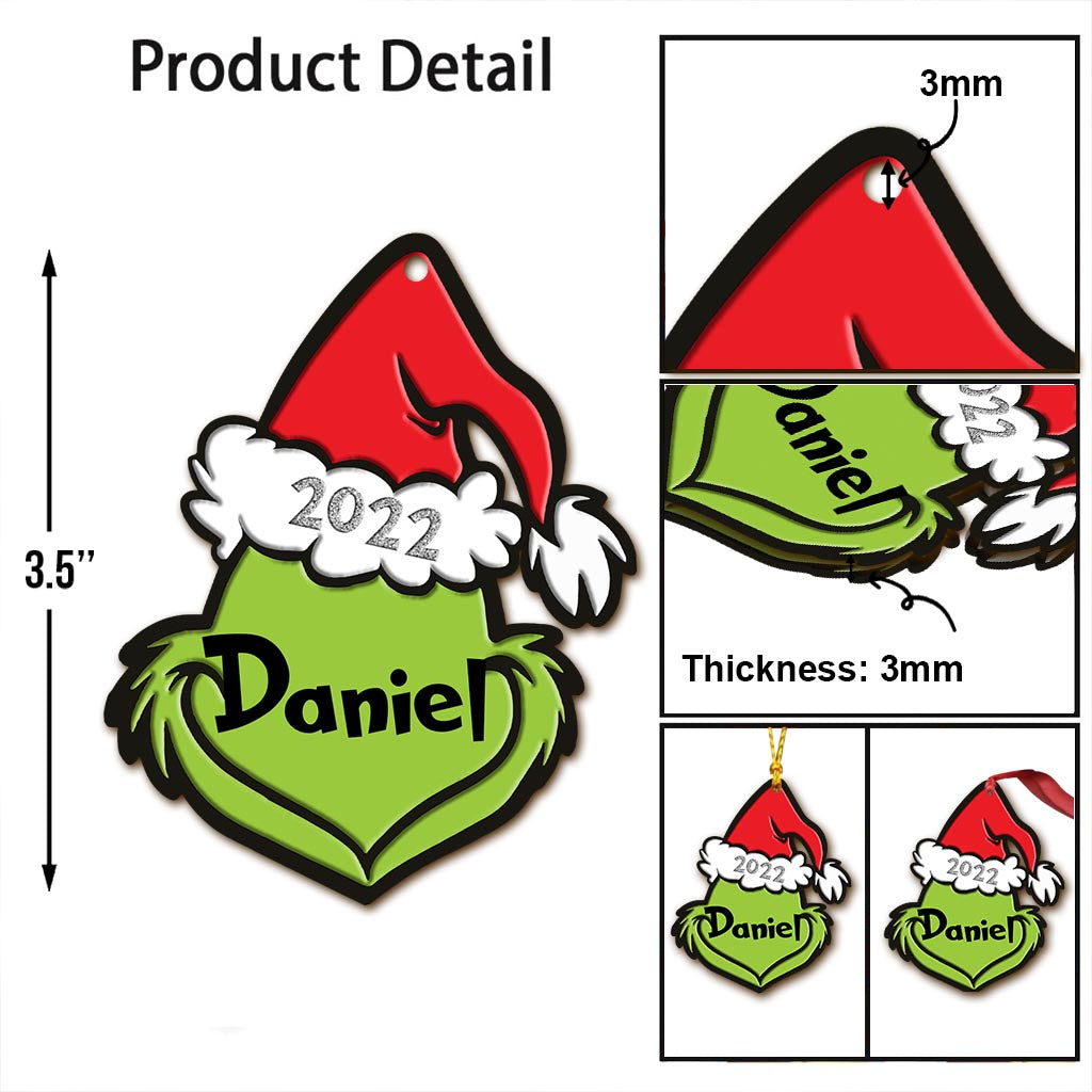 Ornement d'étole de Noël personnalisé « Visage de Noël » (Impression recto verso)