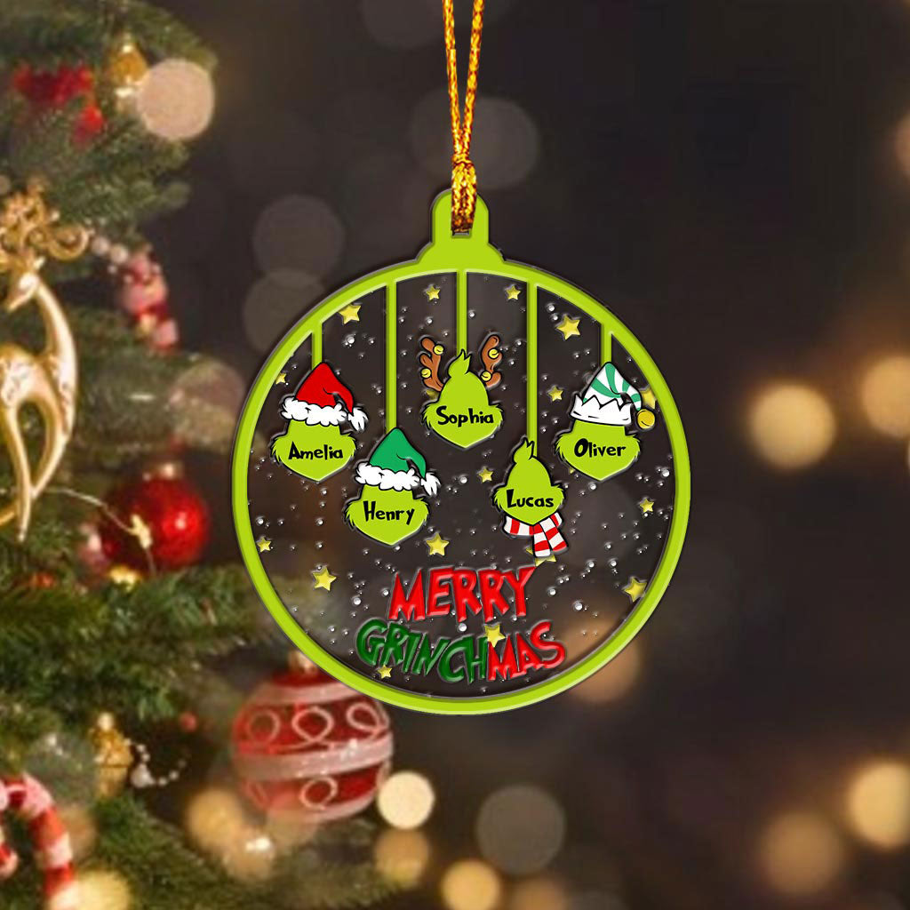 Merry Grinchmas - Personalized Christmas Stole Layers Mix Ornament