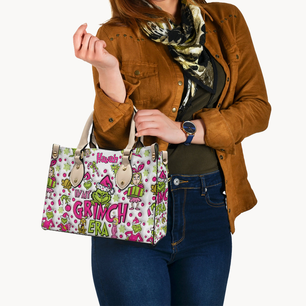 In My Pink Area - Personalized Stole Christmas Leather Handbag