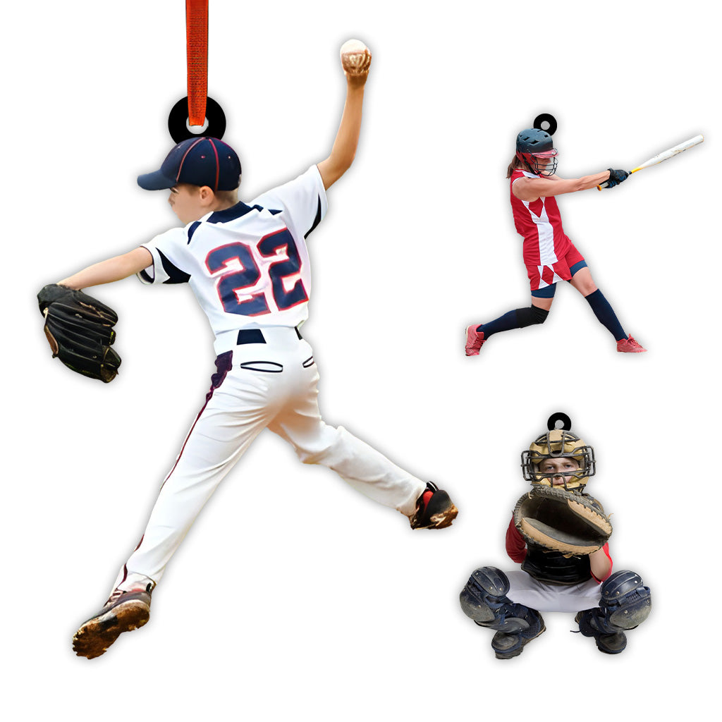 Foto-Ornament – ​​Baseball-Geschenk für Sohn, Tochter – Personalisierter Ornament