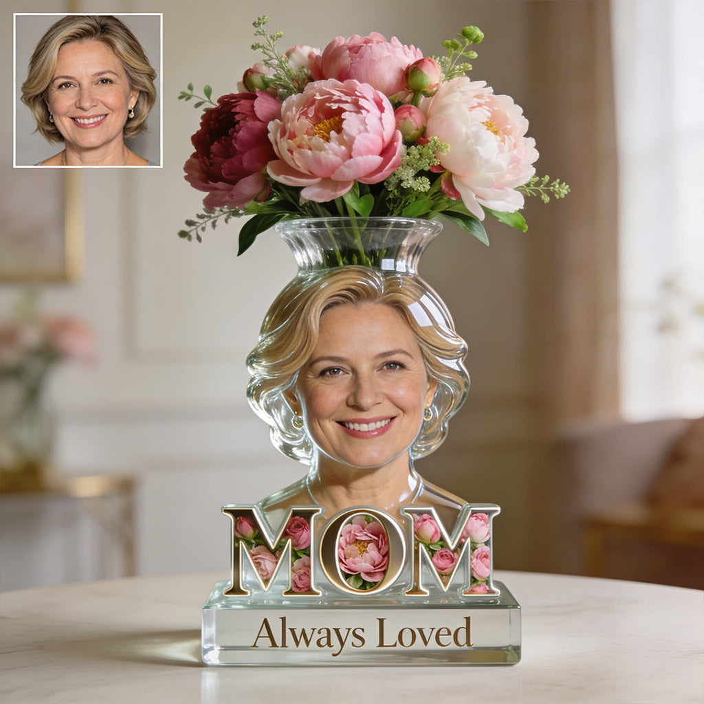 African Curly Hair Woman Flower Blossom - Personalized Mother Acrylic Pot