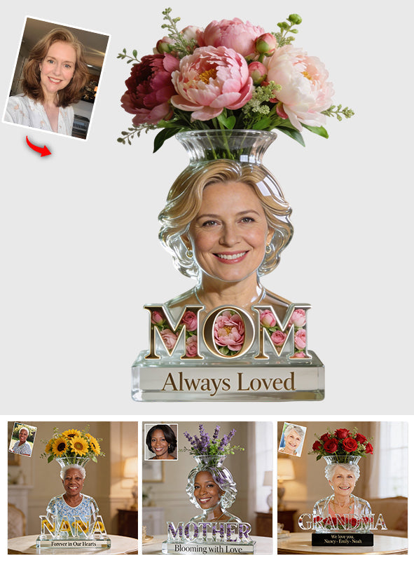 African Curly Hair Woman Flower Blossom - Personalized Mother Acrylic Pot