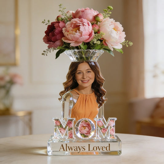 Mom Grandma Flower Blossom - Personalized Black Woman Curly Hair Acrylic Pot