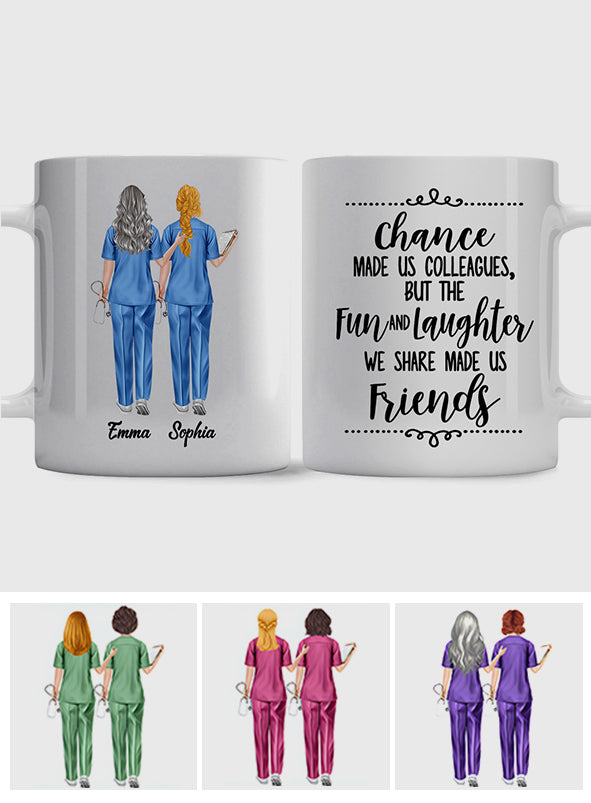 Der Spaß und das Lachen, die wir teilen – personalisierte Krankenschwester-Tasse