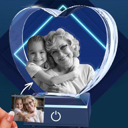 Gesegnet, Oma genannt zu werden – Geschenk für Oma – Personalisierte 3D-Herz-Kristalllampe mit Lasergravur