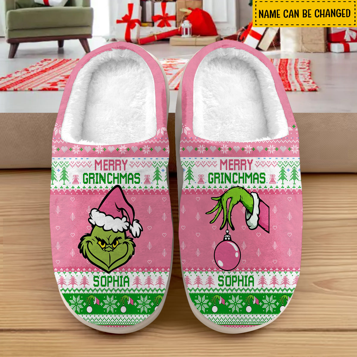 Merry Grinchmas - Personalized Stole Christmas Slippers