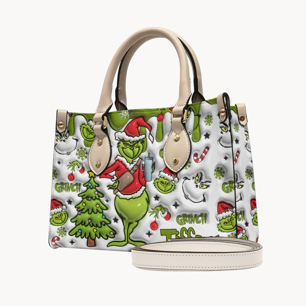 Joyeux Grinchmas - Étole de Noël personnalisée en cuir