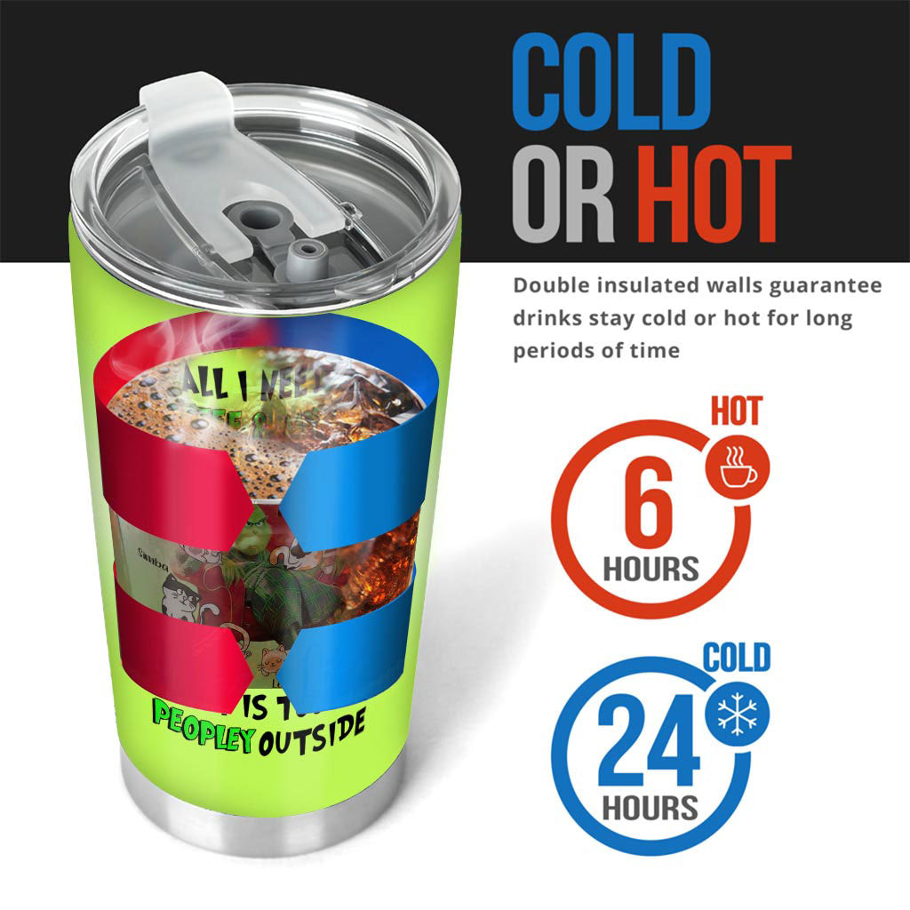 All I Need Is Coffee And My Cats - Personalized Stole Christmas Tumbler