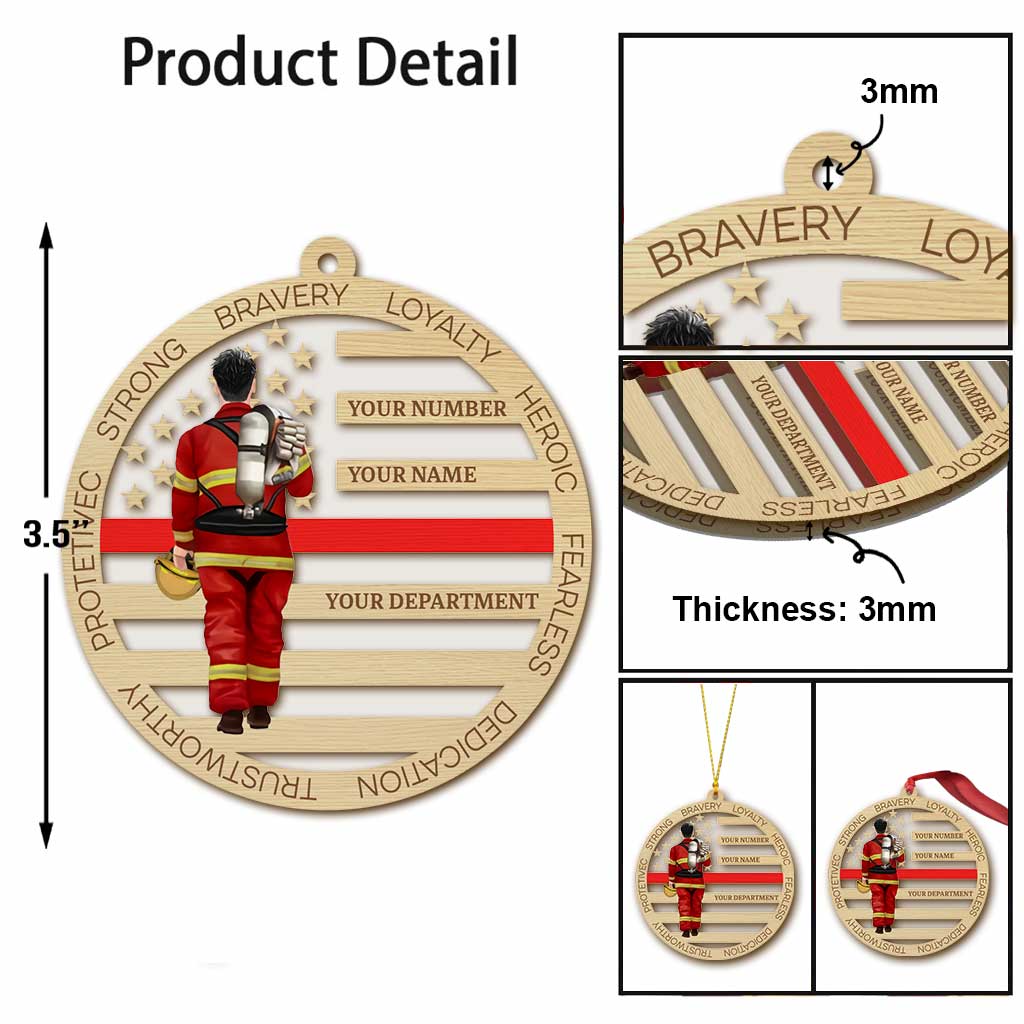 Pompier - Ornement de Noël transparent personnalisé sur le thème des pompiers