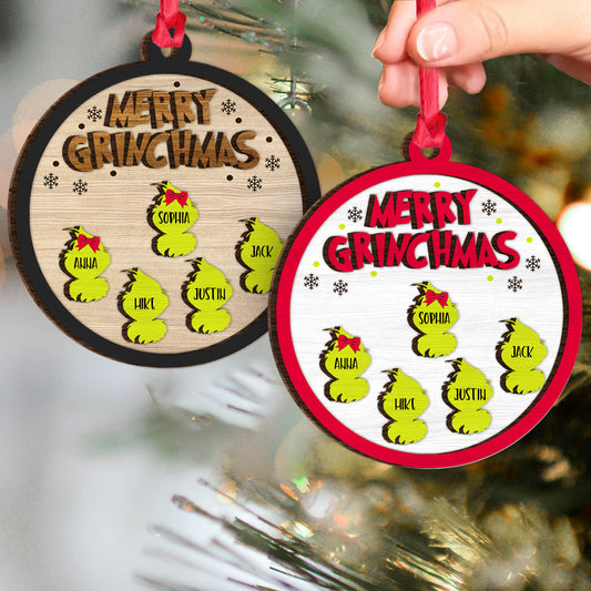 Merry Christmas - Personalized Stole Christmas 2 Layered Wooden Ornament