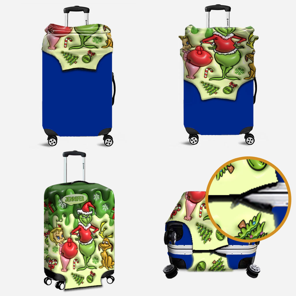 Joyeux Grinchmas - Housse de valise personnalisée avec étole de Noël