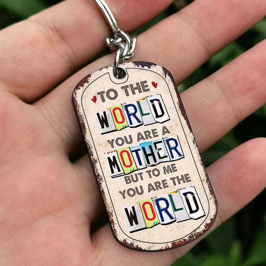 Du bist mir die Welt – Geschenk für Papa, Mama – Personalisierter Edelstahl-Schlüsselanhänger