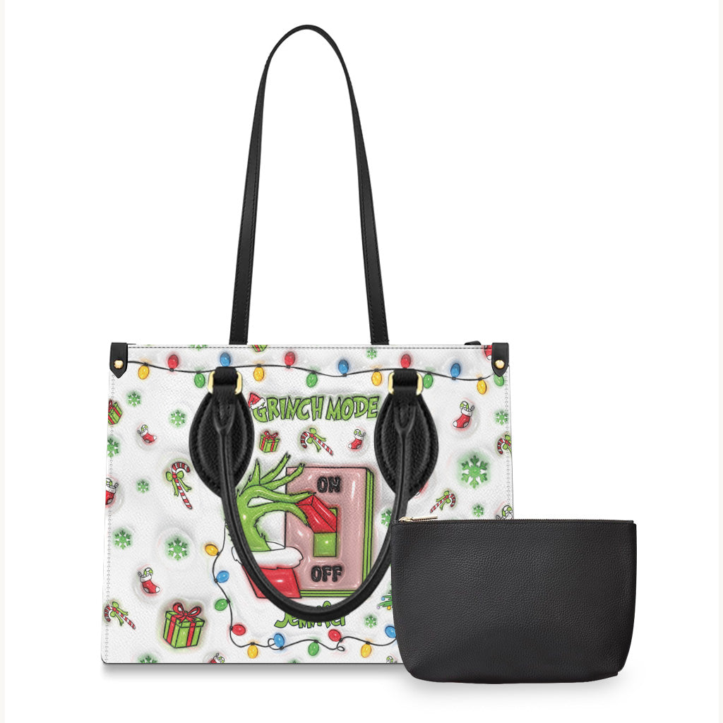 Weihnachtsmodus aktiviert – Personalisierte Stola-Weihnachts-Lederhandtasche