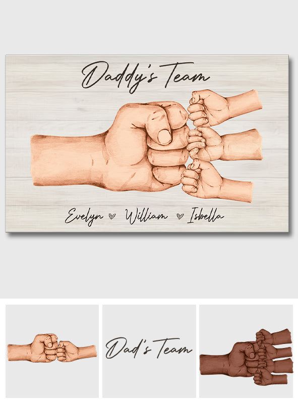 Wir sind ein Team – Personalisierte Leinwand und Poster für Väter