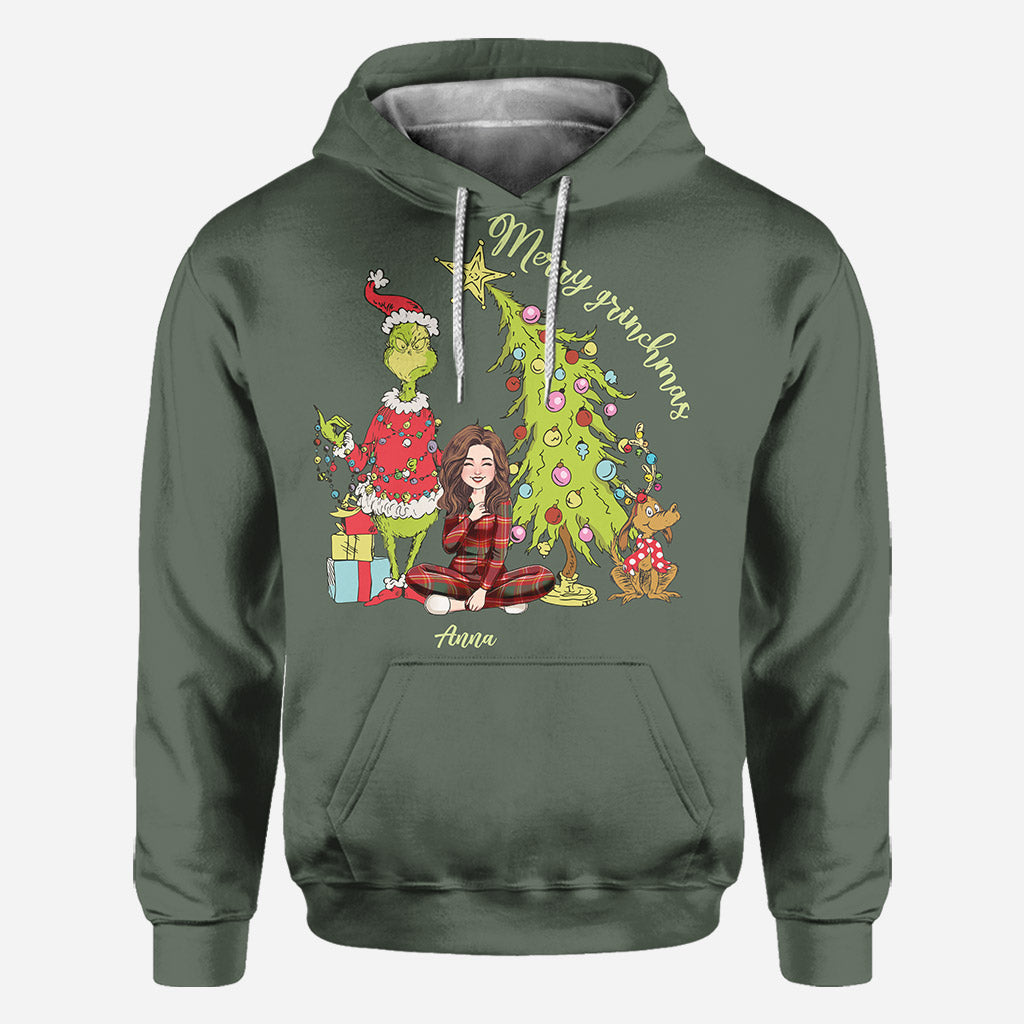 Merry Christmas Green Mischief - Personalized Stole Christmas All Over Shirt