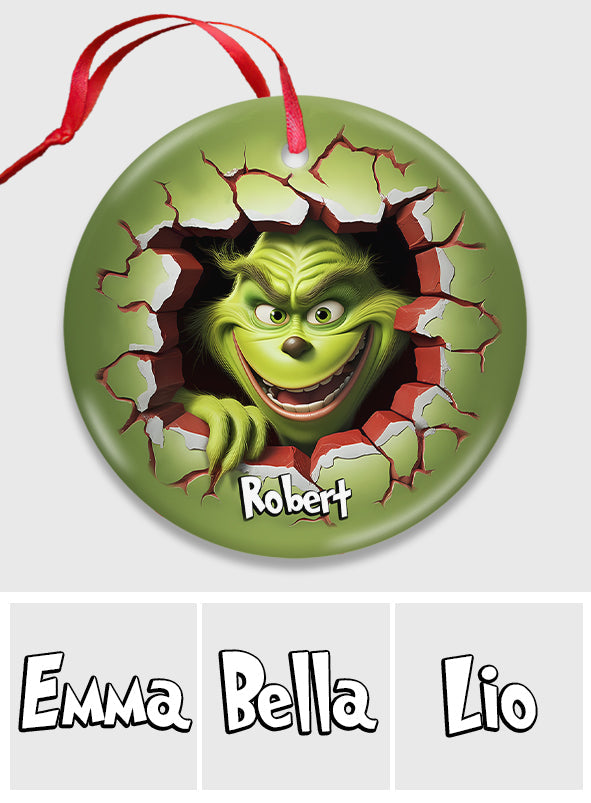 Fröhliche Grinchmas – Personalisierter Weihnachtsschmuck aus Keramik in Stolaform