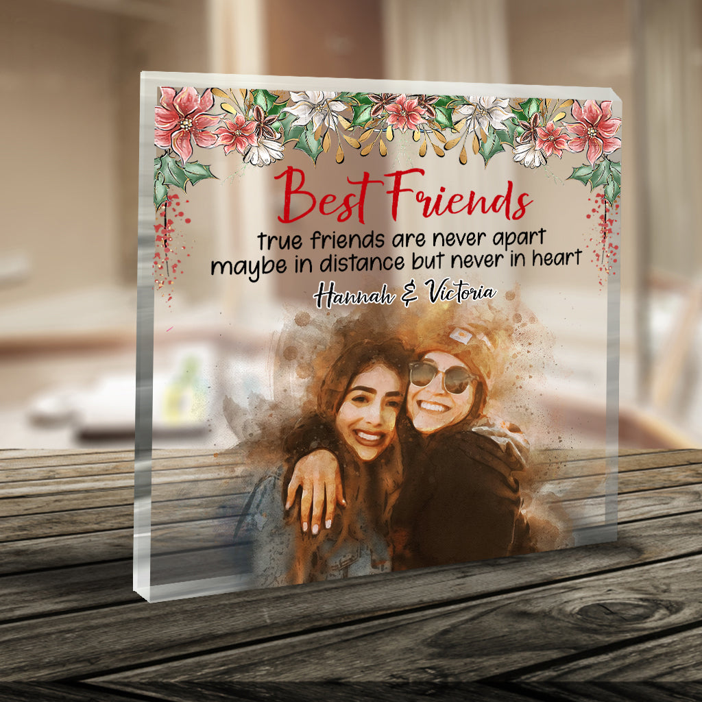 Wahre Freunde sind nie getrennt – Personalisierte Acrylplakette in individueller Form für beste Freunde