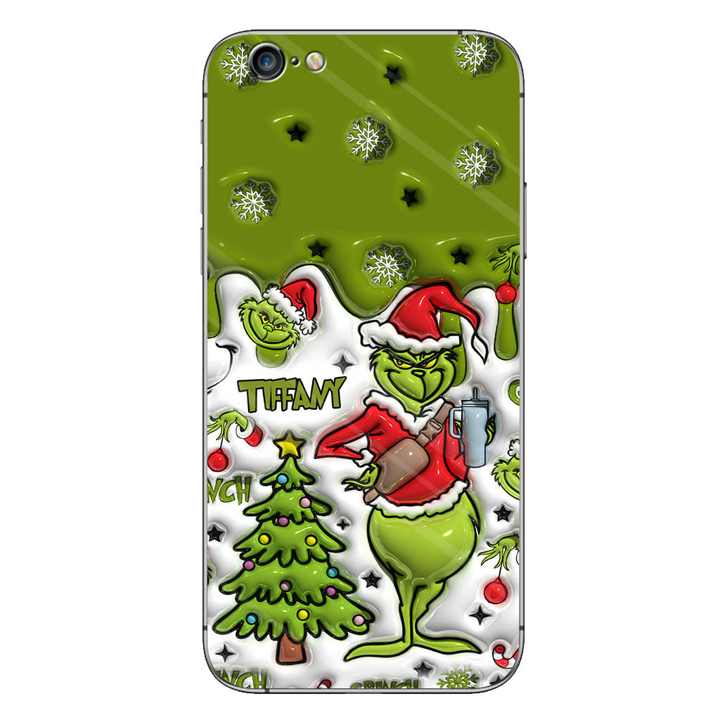 Joyeux Grinchmas - Coque de téléphone personnalisée avec étole de Noël