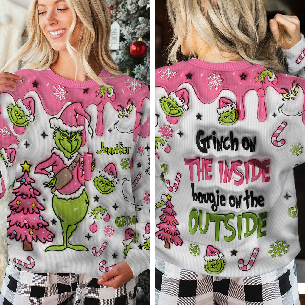 Grinch à l'intérieur - Étole de Noël personnalisée Pull moche