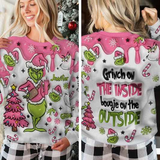 Grinch im Inneren - Personalisierte Stola, hässlicher Weihnachtspullover